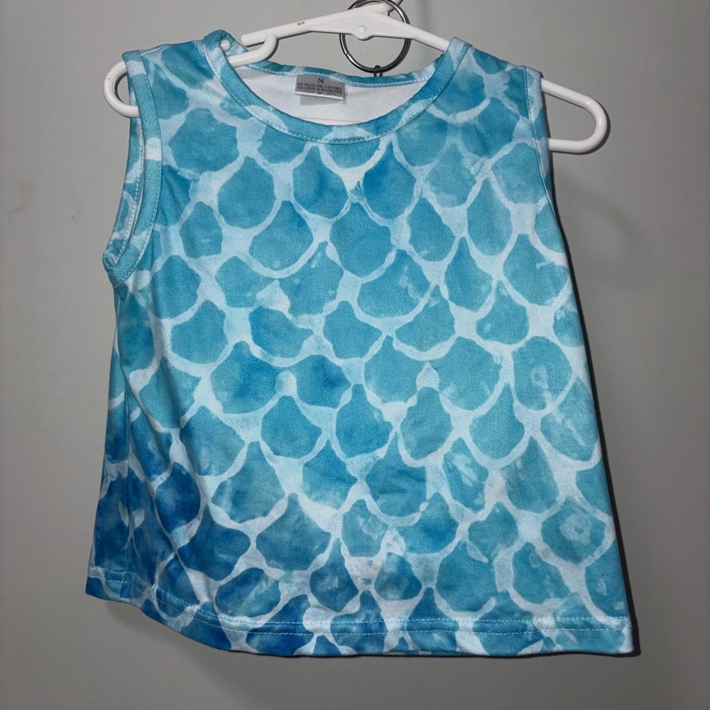 Unbranded boutique set blue mermaid tank Jean shorts sequins girls‎ S